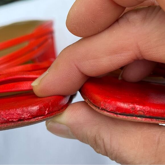 & Other Stories orange/red sandals, straps across the top, made in Spain, 38 - Picture 6 of 9
